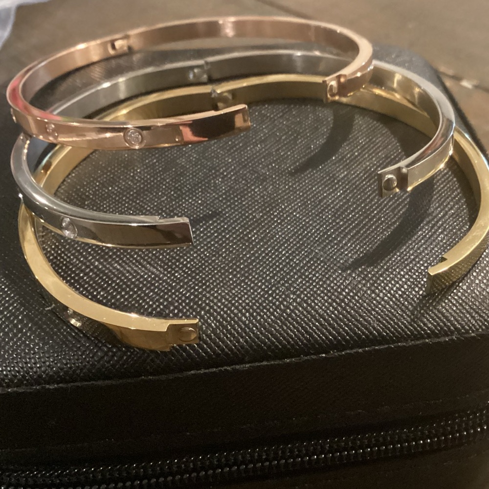 🌸 Bracelet Bangle Stainless Steel/Cubic Zirconia - Picture 7 of 9